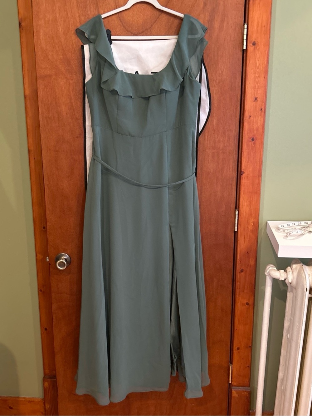 Azazie Jinny eucalyptus green bridesmaid dress size 18
